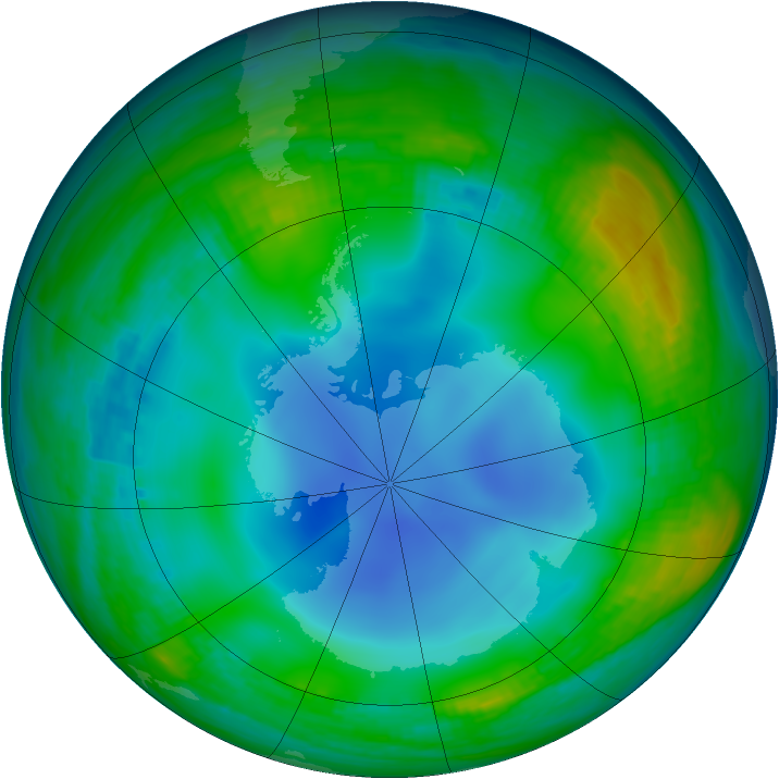 Antarctic ozone map for 15 June 1986
